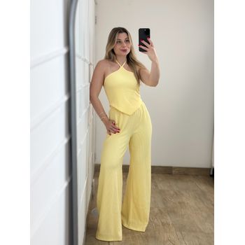Conjunto Calça e Blusa Triangulo Amarelo Manteiga