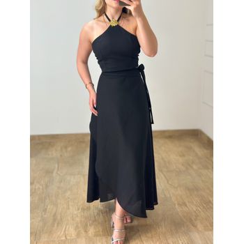 Conjunto Linho Saia Envelope e Blusa Preto