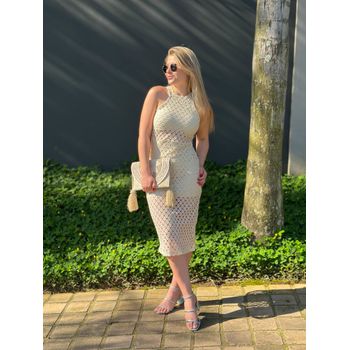 Vestido Macramê Nude