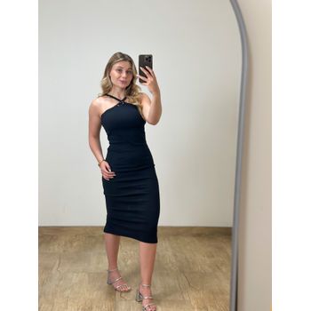 Vestido Canelado Preto