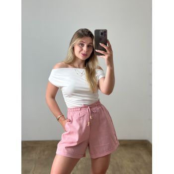 Short de Linho Rosa