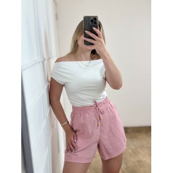 Short de Linho Rosa