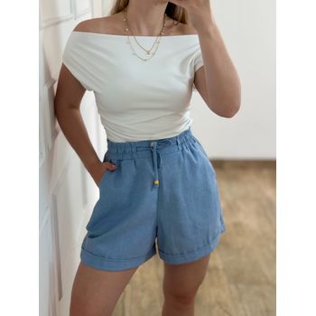 Short de Linho Azul