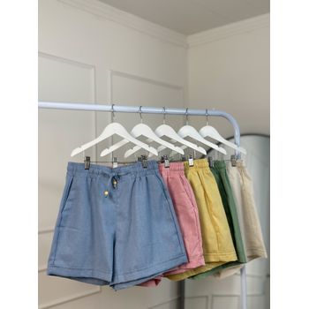 Short de Linho Amarelo Manteiga