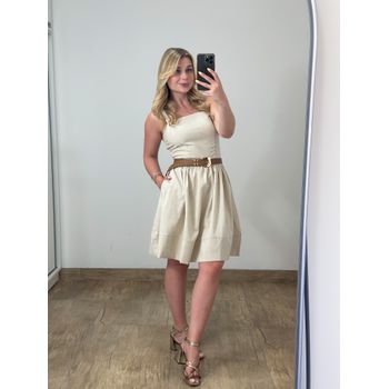Vestido Linho Curto Cru