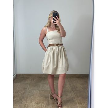Vestido Linho Curto Cru