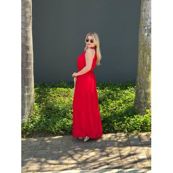 Vestido Longo Crepe Vermelho