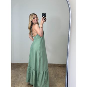 Vestido Longo Flor Verde