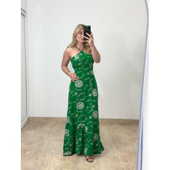 Vestido Longo Bordado Verde