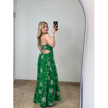 Vestido Longo Bordado Verde