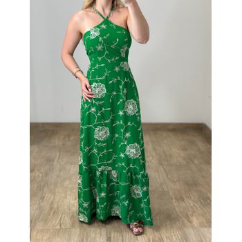 Vestido Longo Bordado Verde