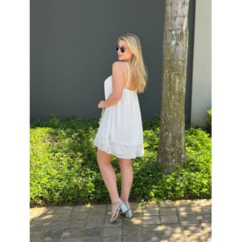 Vestido Crepe Curto Branco