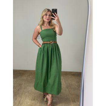 Vestido Midi Linho Verde