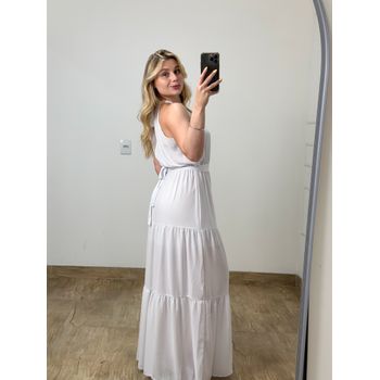 Vestido Longo Crepe Branco