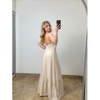 Vestido Longo Flor Nude
