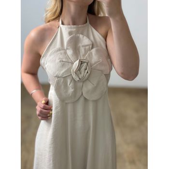 Vestido Longo Flor Nude