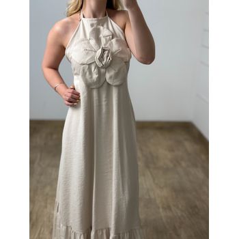 Vestido Longo Flor Nude