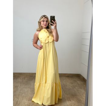 Vestido Longo Flor Amarelo
