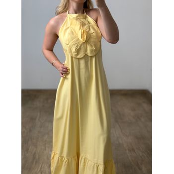 Vestido Longo Flor Amarelo