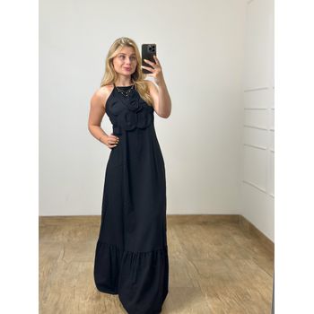 Vestido Longo Flor Preto