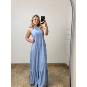 Vestido Linho Azul