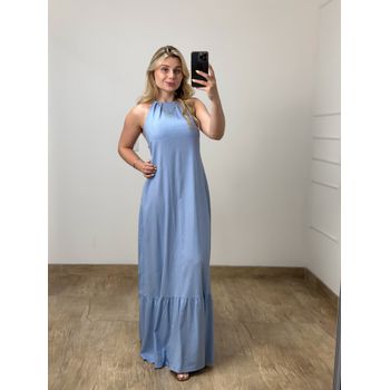 Vestido Linho Azul