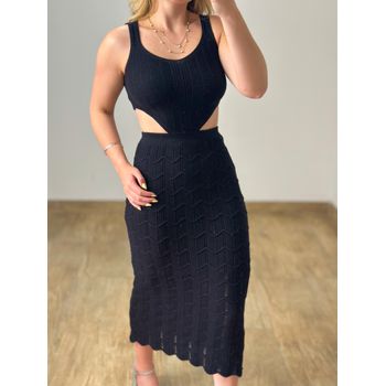 Vestido Modal Escama Preto