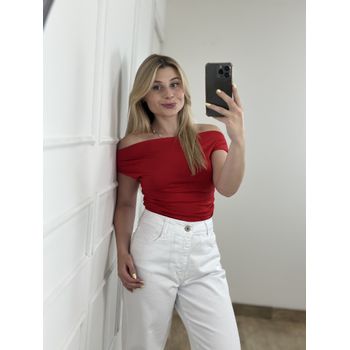 Blusa Poliamida Ombro a Ombro Vermelha
