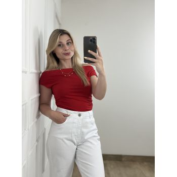 Blusa Poliamida Ombro a Ombro Vermelha