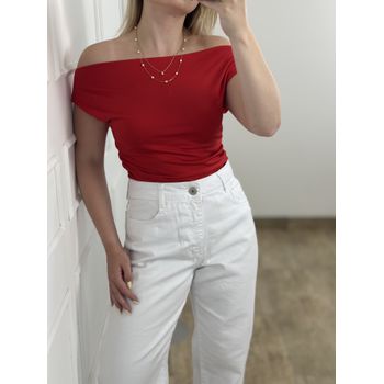 Blusa Poliamida Ombro a Ombro Vermelha