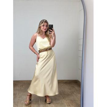 Blusa Cetim Amarelo Manteiga