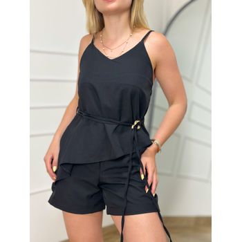 Conjunto Short e Blusa Assimétrica Preto