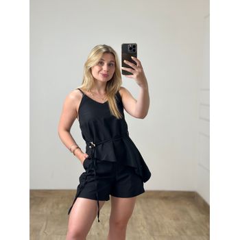 Conjunto Short e Blusa Assimétrica Preto