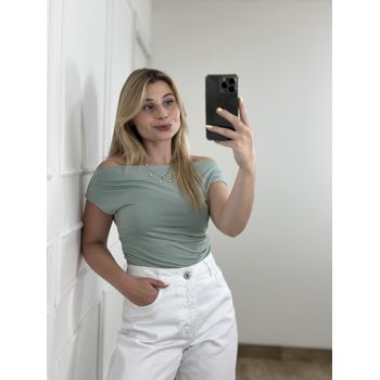 Blusa Poliamida Ombro a Ombro Verde Menta
