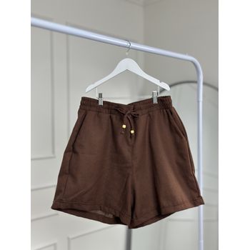 Short de Linho Marrom