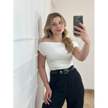 Blusa Poliamida Ombro a Ombro Off White