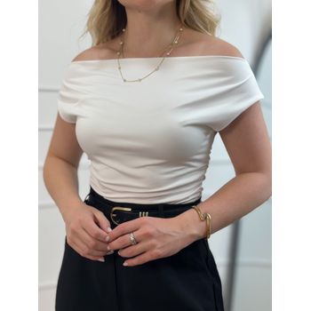 Blusa Poliamida Ombro a Ombro Off White