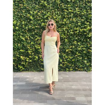 Vestido Midi Marrant Amarelo Manteiga