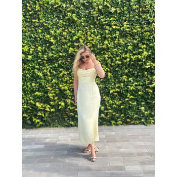Vestido Midi Marrant Amarelo Manteiga