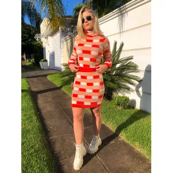 Conjunto Modal Xadrez Vermelho
