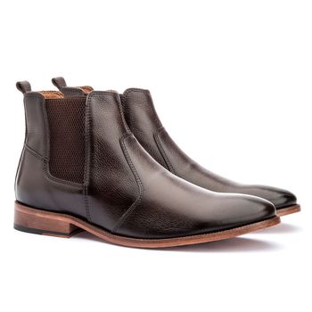 Bota Masculina Chelsea Sola De Couro com Antiderrapante Floater Café - Rambourg | Sapatos em Couro