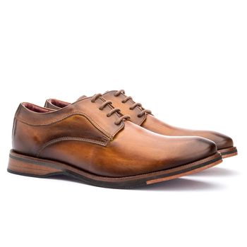 Sapato Masculino Derby Sola De Couro com Borracha Look Caramelo - Rambourg | Sapatos em Couro