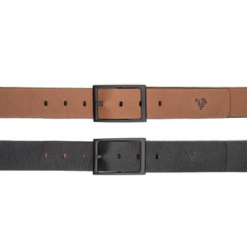 Cinto Casual Em Couro Dupla Face 4 cm largura Preto / Whisky - Rambourg | Sapatos em Couro