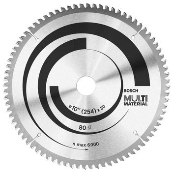 Disco de serra Circular Bosch Multimaterial ø254, furo de 30 mm, espessura de 2 mm, 80 dentes - Ritec Máquinas e Ferramentas
