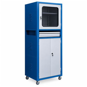 Armário Rack Fechado Com Visor em Vidro Temperado Azul (1520) - Fercar - Ritec Máquinas e Ferramentas