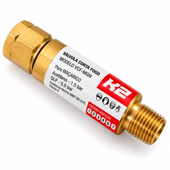 Válvula Corta Fogo Para Maçarico GLP e Acetileno - 9/16'' (60-039-034) - K2 - Ritec Máquinas e Ferramentas