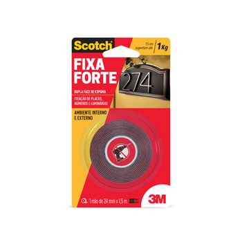 Fita Dupla Face Fixa Forte Áreas Externas 24mm x 1,5 m - 3M - Ritec Máquinas e Ferramentas