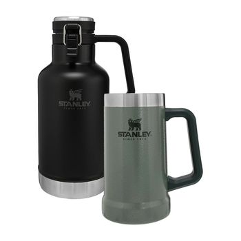 Kit Growler Térmico Matte Black + Caneca Térmica Hammertone Green - STANLEY - Ritec Máquinas e Ferramentas