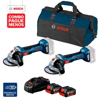 Combo Pague Menos Bosch 18V - Esmerilhadeira GWS 180-LI + Esmerilhadeira GWS 180-LI, 2 baterias 18V 4,0Ah 1 carregador e... - Ritec Máquinas e Ferramentas