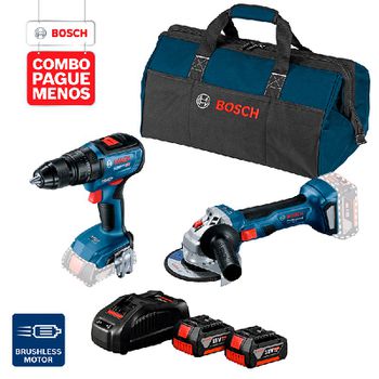 Combo Pague Menos Bosch 18V - Parafus. e Furadeira de Impacto de Impacto GSB 18V-50 + Esmerilhadeira GWS 180-LI, 2 bater... - Ritec Máquinas e Ferramentas